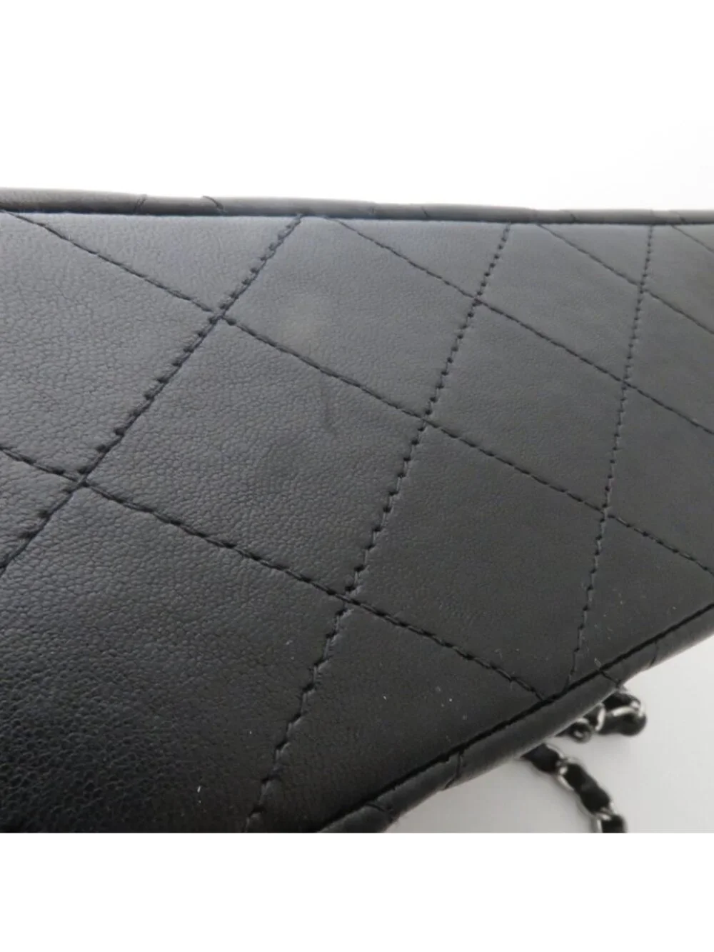 Chanel Quilted Double Flap 25 Chain Shoulder Bag Black Silver Lambskin